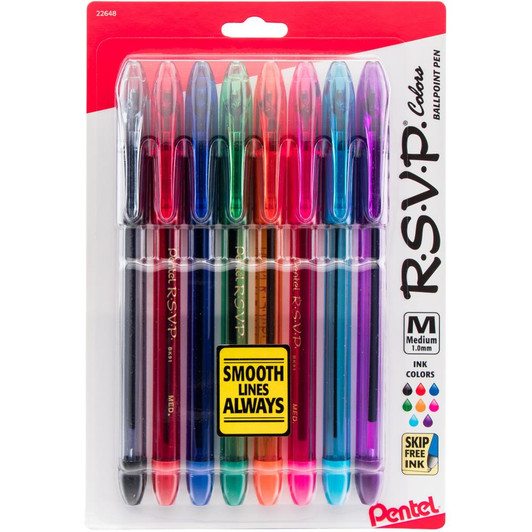 Pentel R.S.V.P. Medium Ballpoint Pens 8/Pkg