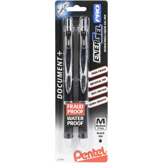 Pentel EnerGel PRO Black Permenant Gel Pen .7mm 2/Pkg