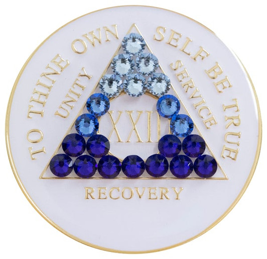 "AA" Crystallized Tri-Plate Medallion ~ White Blue Transition