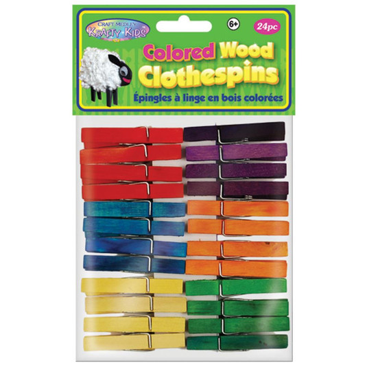 Multicraft Imports Wood Clothespins - Colored 1.78" 24/Pkg