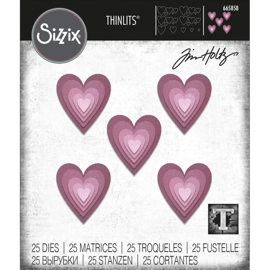 Sizzix Thinlits Dies By Tim Holtz 25/Pkg - Stacked Tile Hearts