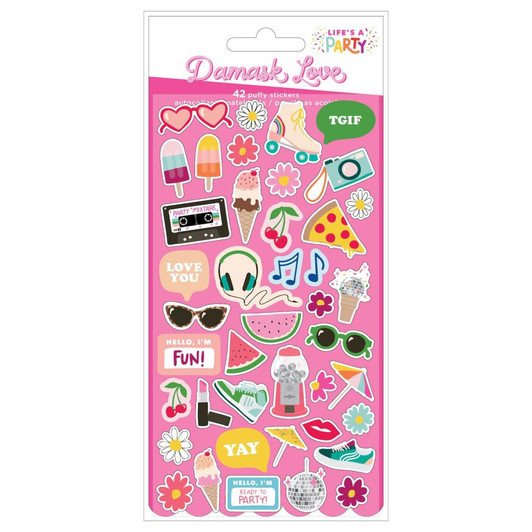 Damask Love Puffy Stickers 42/Pkg - Life's A Party