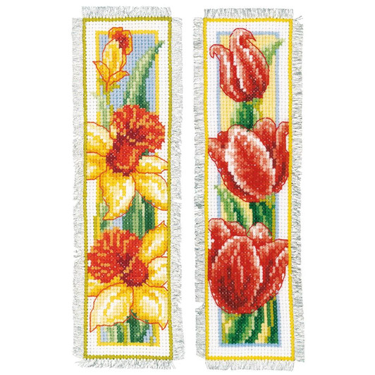 Vervaco Counted Cross Stitch Bookmark Kit 2.4"X8" 2/Pkg | Flowers