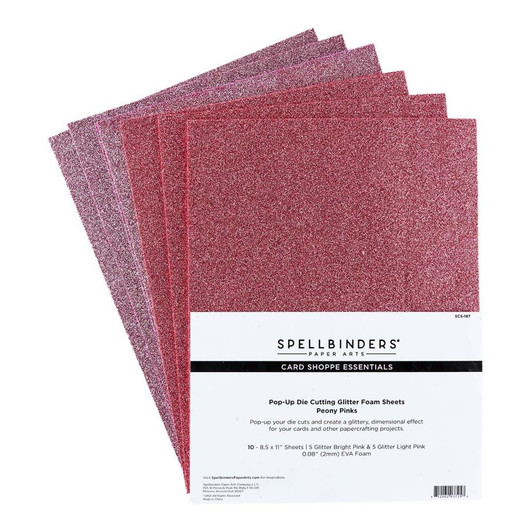 Spellbinders Glitter Foam Sheets 8.5"X11" 10/Pkg | Peony Pinks