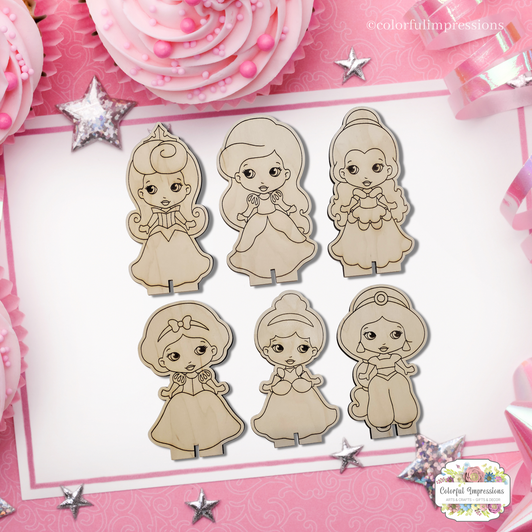 Princess Dolls DIY Unfinished Wood Shapes 6/Pkg