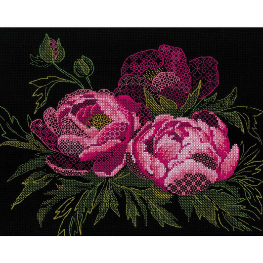 RIOLIS Counted Cross Stitch Kit | Lace Peonies