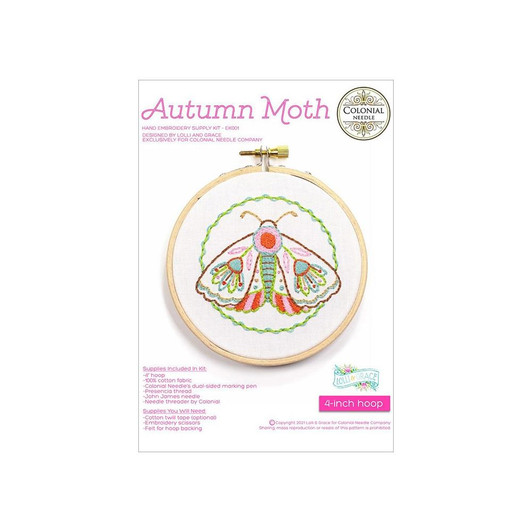 Colonial Needle Embroidery Kit 4" Round | Autumn Moth