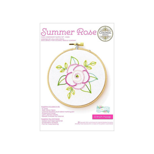 Colonial Needle Embroidery Kit 4" Round | Summer Rose
