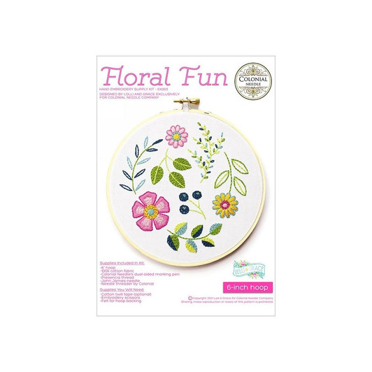 Colonial Needle Embroidery Kit 6" Round |  Floral Fun
