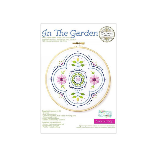 Colonial Needle Embroidery Kit 6" Round | In The Garden