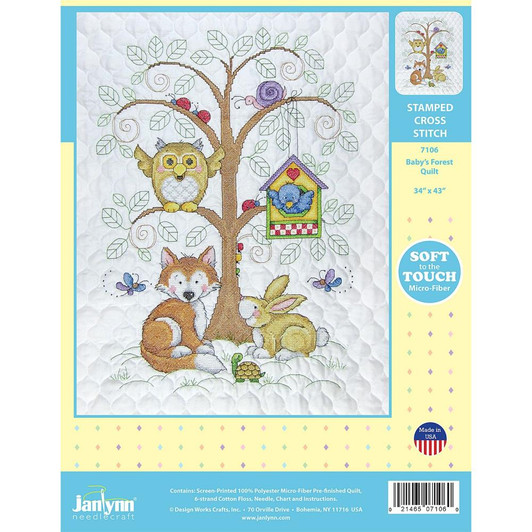 Design Works Stamped Quilt Cross Stitch Kit | Baby's Forest
