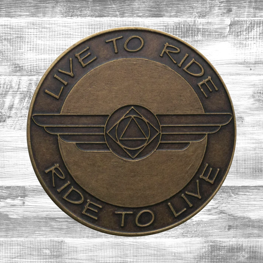 Alcoholics Anonymous AA Live to Ride Affirmation Coin – Bronze Sobriety Medallion