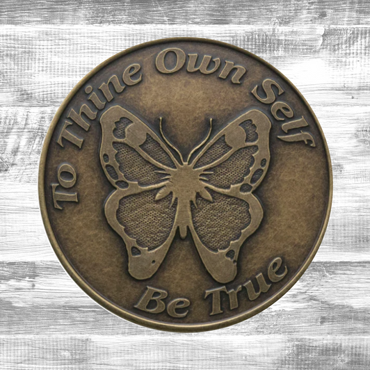 To Thine Own Self Butterfly Bronze Coin