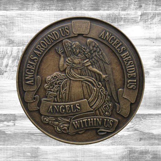 Alcoholics Anonymous (AA) "Angels Around Us" Affirmation Coin - Bronze Sobriety Medallion