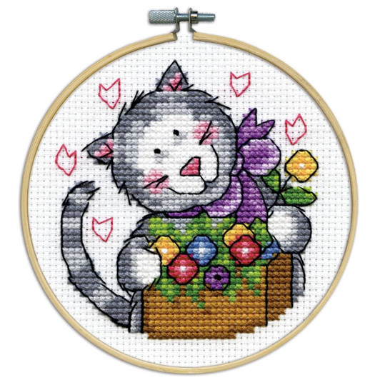 Design Works Counted Cross Stitch Kit 4" | Kitty