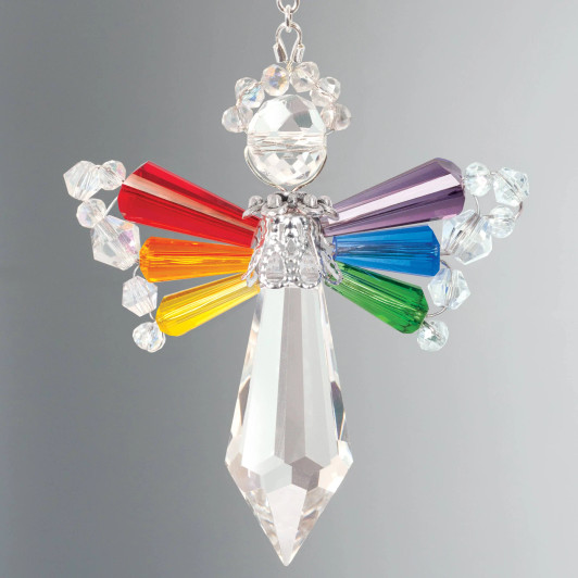 Solid Oak Crystal Angel Ornament Kit | Rainbow