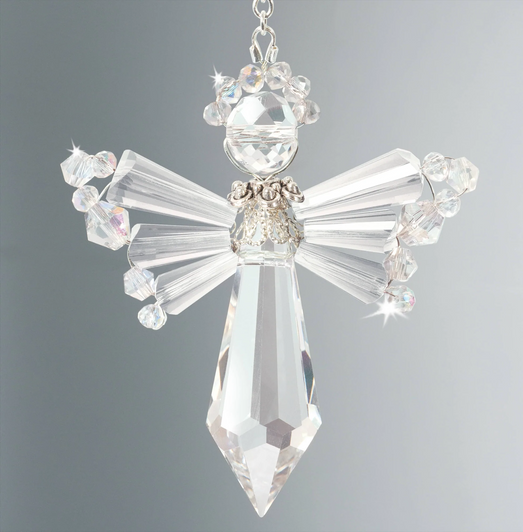 Solid Oak Crystal Birthstone Angel Ornament Kit | April/Diamond