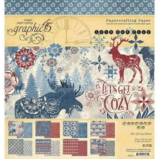 Graphic 45 Collection Paper Pack 8"X 8" | Let's Get Cozy