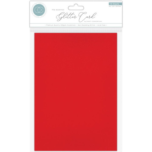 Craft Consortium The Essential Glitter Cardstock A4 10/Pkg | Red