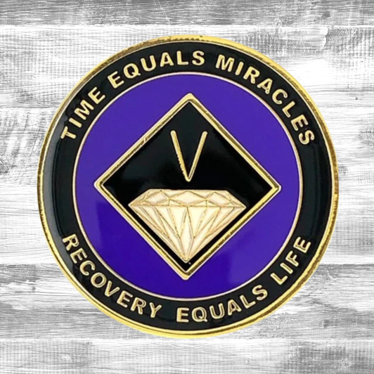 Narcotics Anonymous (NA) Coin – Purple & Black Sobriety Medallion Gift