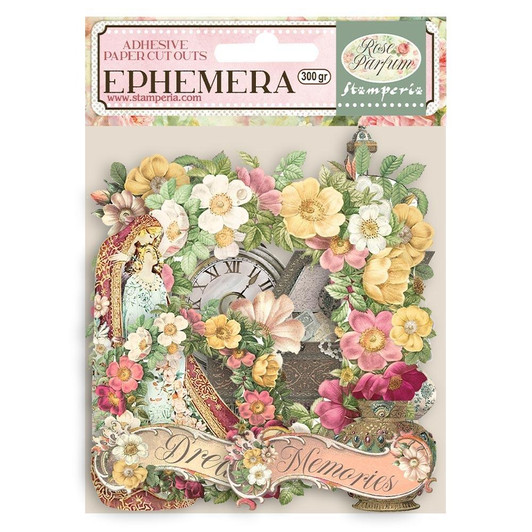 Stamperia Ephemera Adhesive Paper Cut Outs | Rose Parfum Flowers & Garlands