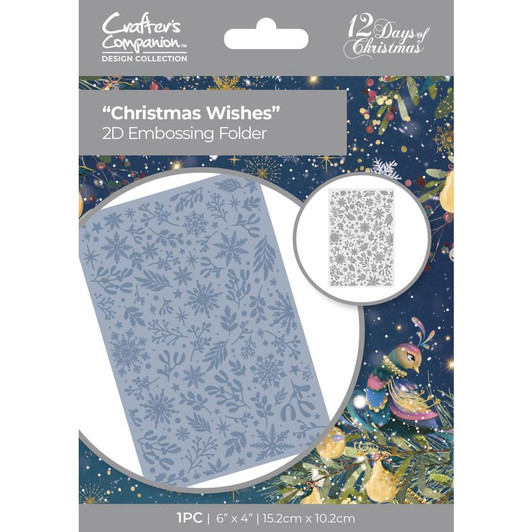 Crafter's Companion 2D Embossing Folder | 12 Days Of Christmas Christmas Wishes