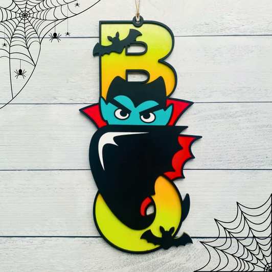 Vampire Boo Halloween Sign