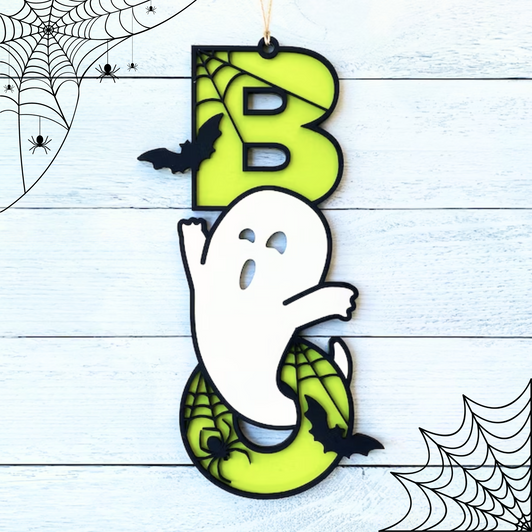 BOO Ghost Halloween Sign - Halloween Wall Decor