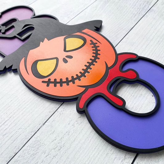 Jack O Lantern with Witch Hat BOO Halloween Sign