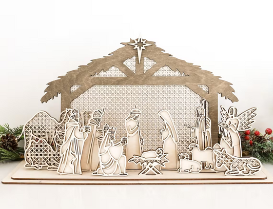 BoHo Rattan Nativity Set