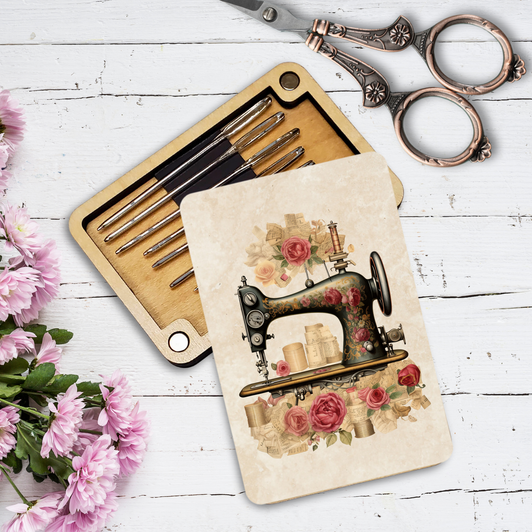 Needle Minder Storage Case - Vintage Sewing Machine