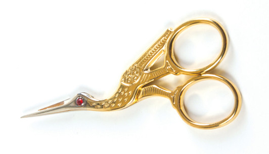 ToolTron Gold-Plated Stork Scissors 3.5" | Swarovski Crystal