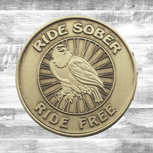 Alcoholics Anonymous AA Ride Sober Ride Free Affirmation Coin - Antique Bronze Sobriety Medallion