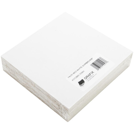 Grafix Medium Weight Chipboard Sheets 6"X6" 25/Pkg | White
