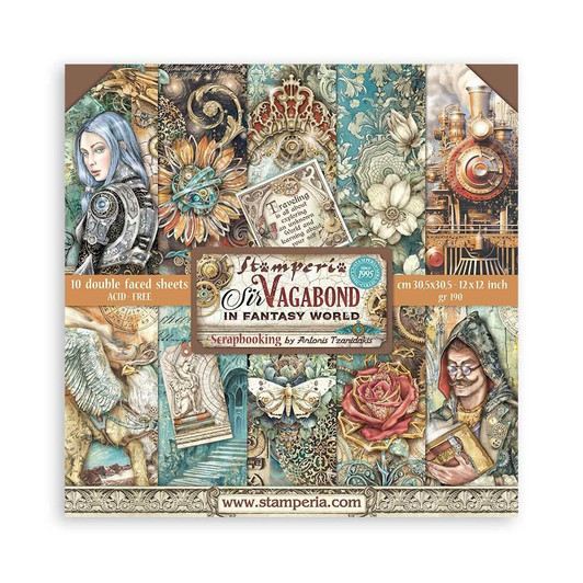 Stamperia Double-Sided Paper Pad 12"X12" 10/Pkg | Sir Vagabond In Fantasy World