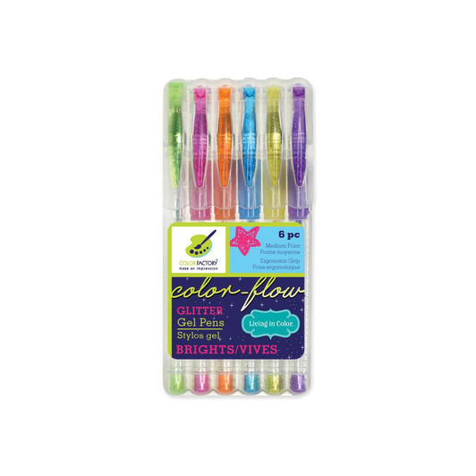 Color Factory Living In Color Color-Flow Gel Pen Set 6/Pkg | Glitter Brights