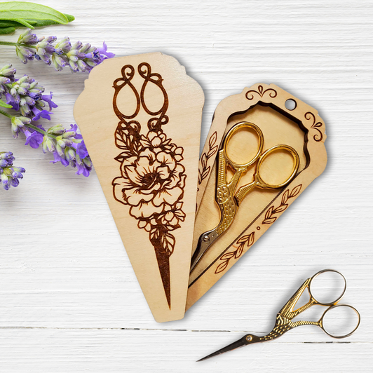 Embroidery Scissors Wooden Storage Case