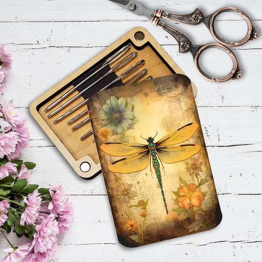 Magnetic Needle Minder Storage Case - Yellow Dragonfly