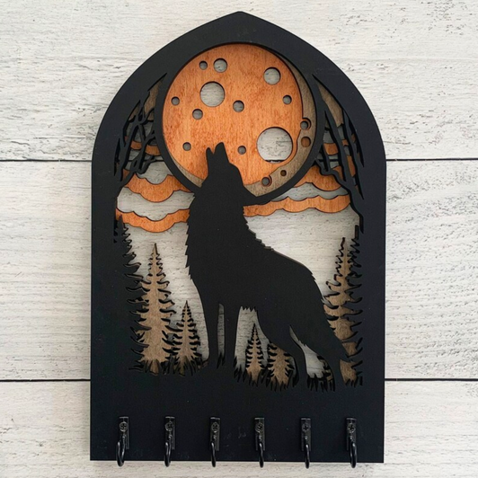 Key Holder Wall Plaque | Wolf