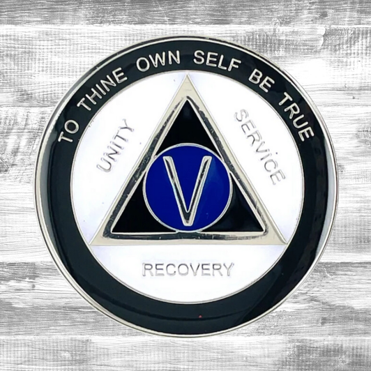 AA Black & White Sobriety Anniversary Coin
