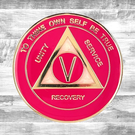 AA Pink & Pearl Sobriety Anniversary Coin