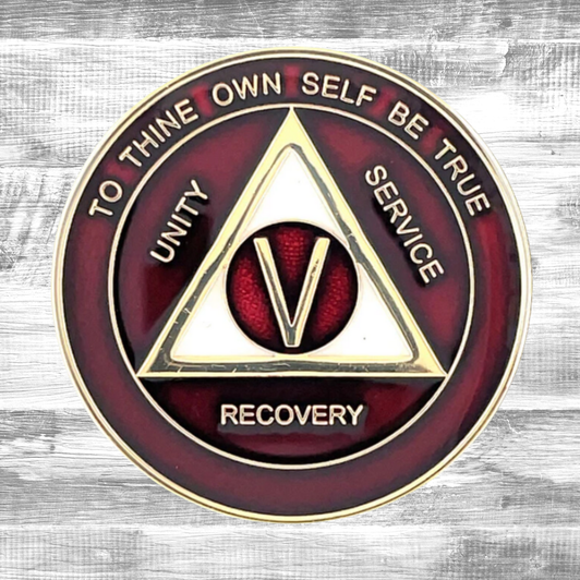 AA Burgundy & Pearl Sobriety Anniversary Coin