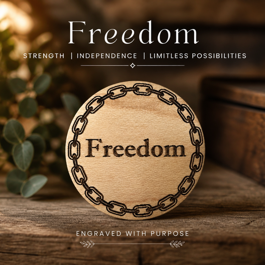 Freedom Laser Engraved Wooden Token