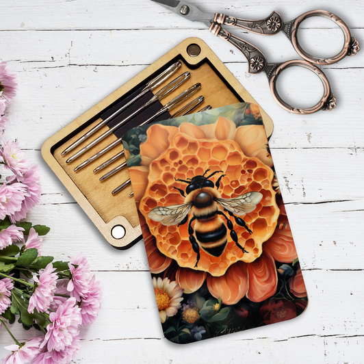 Magnetic Needle Minder Storage Case - Honeycomb Honey Bee