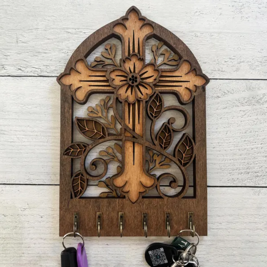 Key Holder Wall Plaque | Cross Key Holder Wall Plaque | Cross