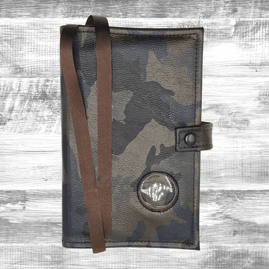 AA Genuine Camo Leather Big Book & 12n12 Double Book Cover | LARGE PRINT - Medallion Holder