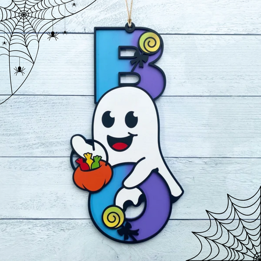 BOO Cut Ghost Halloween Sign - Whimsical Halloween Wall Decor