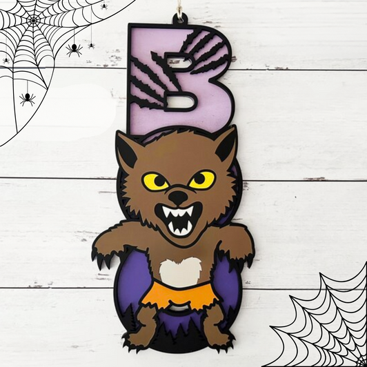 BOO Cute Werewolf Halloween Sign - Whimsical Halloween Wall Decor