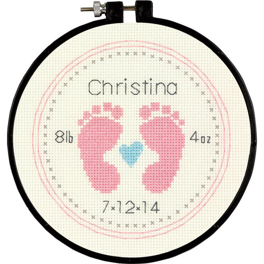 Dimensions Learn-A-Craft Counted Cross Stitch Kit | Baby Footprints