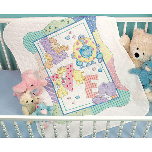 Dimensions Stamped Cross Stitch Quilt Kit - Zoo Alphabet